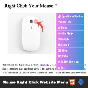 Mouse Right Click Website Menu