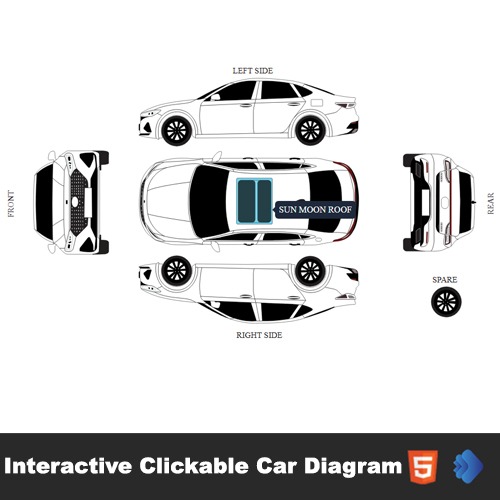 Interactive Clickable Car Parts Diagram – Model 03