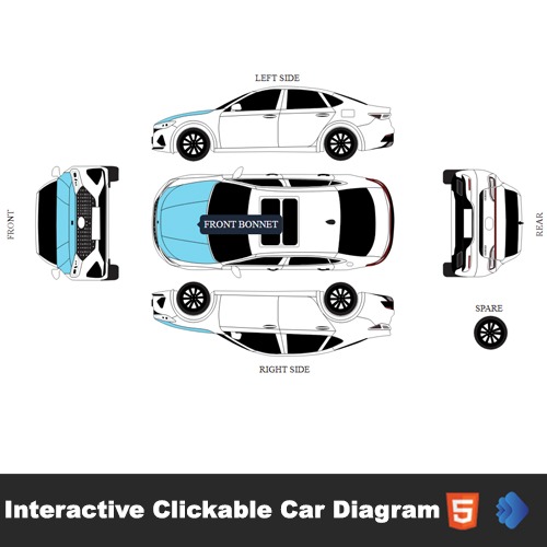 Interactive Clickable Car Parts Diagram – Model 03